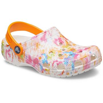 Crocs Classic Tie-Dye Graphic Boys' Clogs White / Multicolor | Australia 1323VRWD